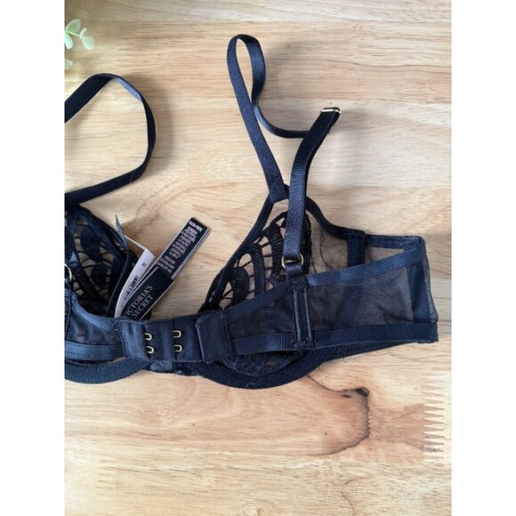 Victoria's Secret Butterfly Luxe Lingerie Sheer Demi Bra Wired Black Sexy NWT - Picture 7 of 9